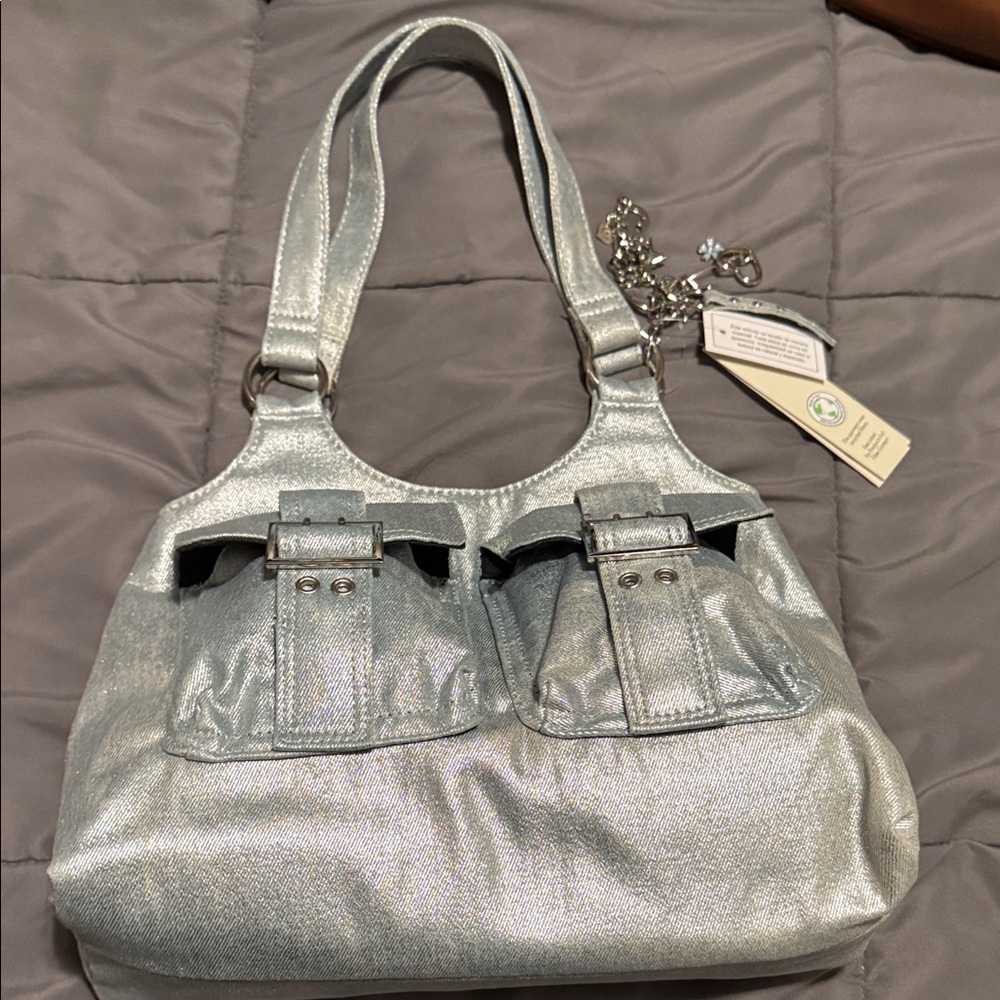 No Boundaries Shiny Silver Shoulder Bag